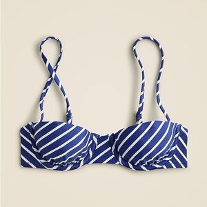 J.Crew blue striped balconette underwire bikini top 36A
